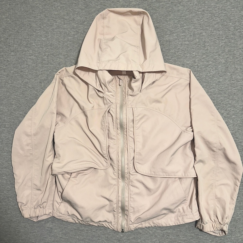 Lululemon Womens Pastel Pink Hooded Full Zip Utility Windbreaker Jacket Size 10